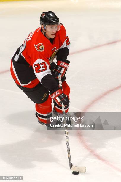 Karel Rachunek of the Ottawa Senators skates with the puck during a NHL hockey game against the Washington Capitals at MCI Center on November 13,...