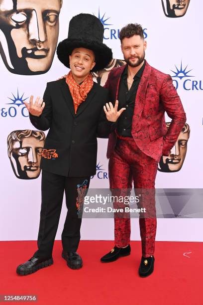 Jax Jones and Calum Scott arrive at the 2023 BAFTA Television Awards with P&O Cruises at The Royal Festival Hall on May 14, 2023 in London, England.