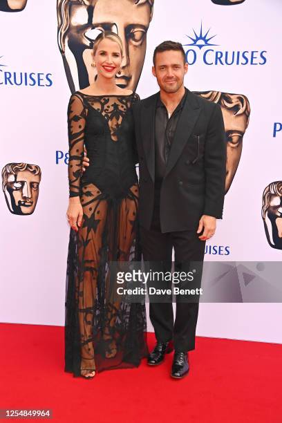 Vogue Williams and Spencer Matthews arrive at the 2023 BAFTA Television Awards with P&O Cruises at The Royal Festival Hall on May 14, 2023 in London,...