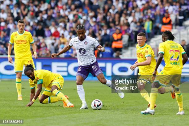 Samuel MOUTOUSSAMY - 07 Ado ONAIWU - 29 Quentin MERLIN during the Ligue 1 Uber Eats match between Toulouse and Nantes Stadium Municipal on May 14,...