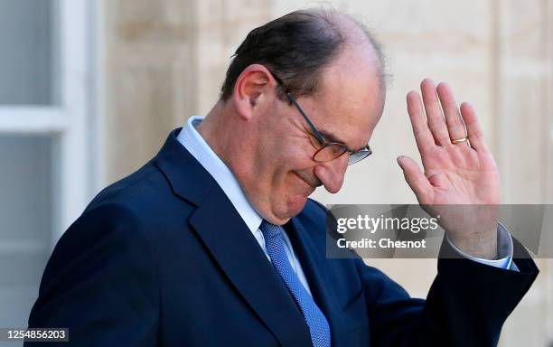 Newly appointed French Prime Minister Jean Castex leaves the Elysee presidential Palace after a weekly cabinet meeting on June 07, 2020 in Paris,...