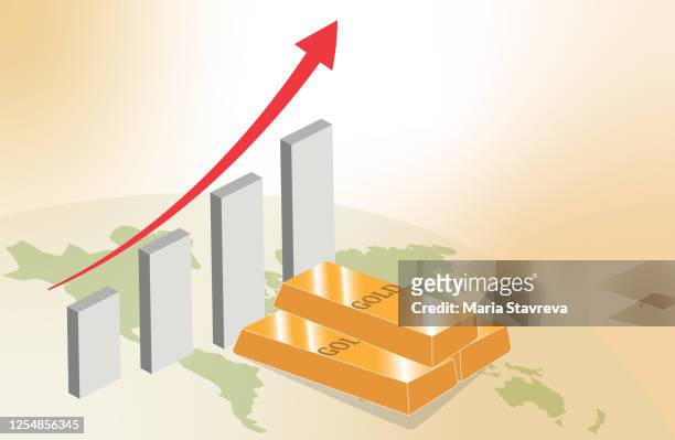 goldanlage.der goldpreis an der börse steigt. - gold edelmetall stock-grafiken, -clipart, -cartoons und -symbole
