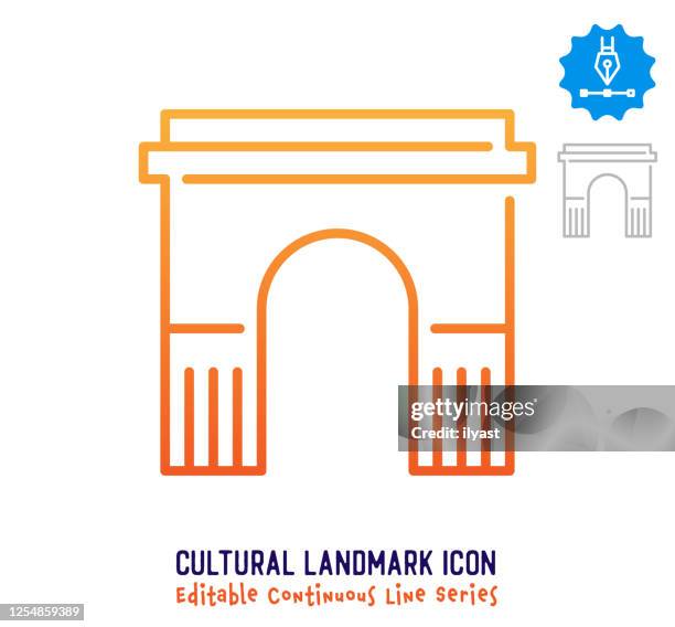 cultural landmark continuous line editable stroke line - stone house stock illustrations