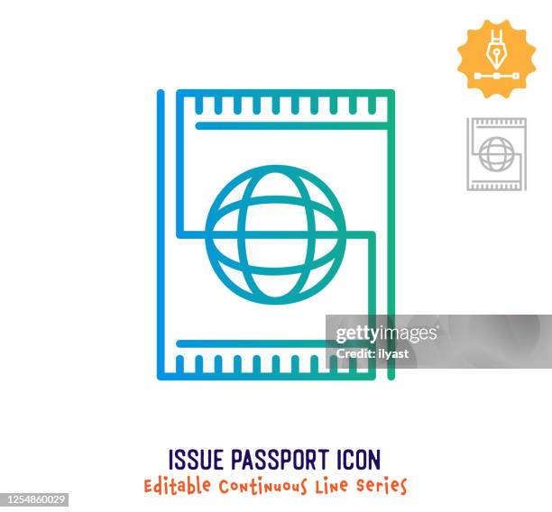 issue passport continuous line editable stroke line - open passport stock illustrations