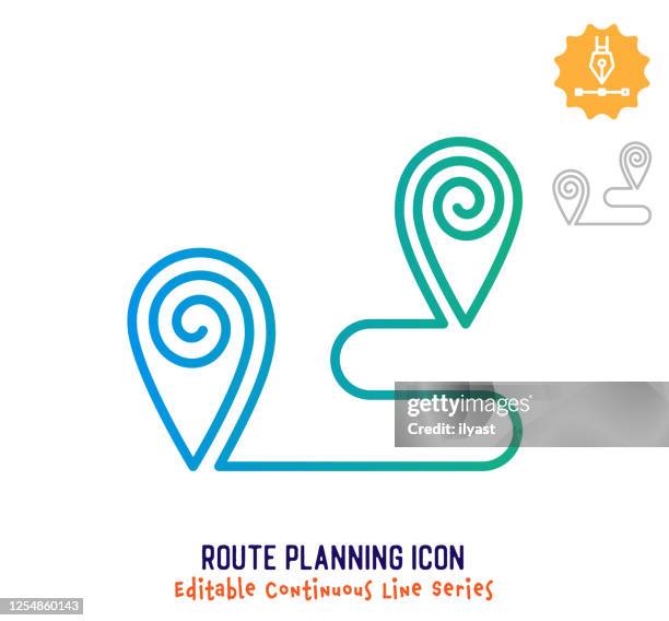 route planning continuous line editable stroke line - business strategy map stock illustrations