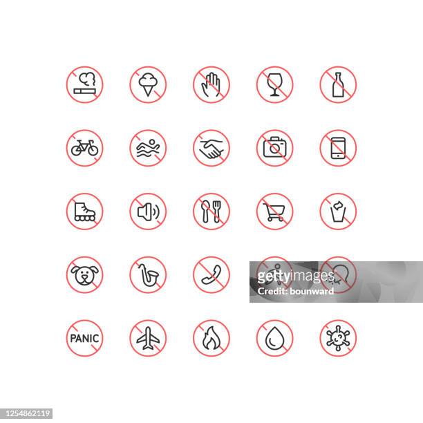 don't do not sign outline icons editable stroke - exclusion stock illustrations