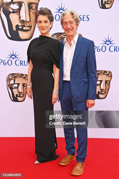 Dame Harriet Walter and Guy Paul arrive at the 2023 BAFTA Television Awards with P&O Cruises at The Royal Festival Hall on May 14, 2023 in London,...