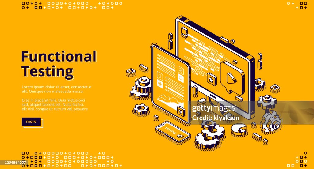 Functinal Test Software Software Testing Isometric Banner Functional Test High-Res Vector ...