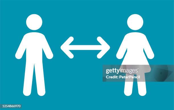 halten sie die entfernung. personen-symbole. coronavirus-vektor-illustration - mittlere entfernung stock-grafiken, -clipart, -cartoons und -symbole