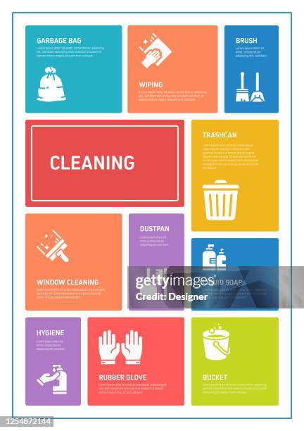cleaning related process infographic template. process timeline chart. workflow layout with linear icons - clean carpets stock illustrations