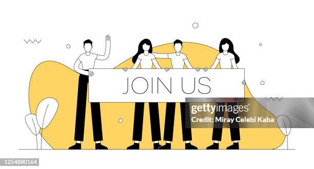 join us related vector illustration. flat modern design - help wanted stock illustrations
