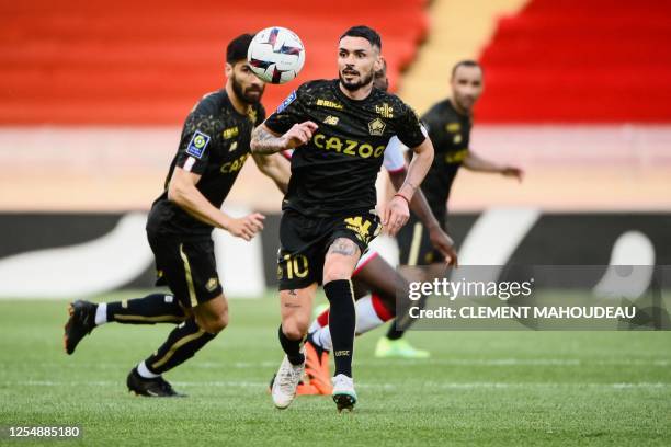 Lille's French midfielder Remy Cabella runs for the ball during the French L1 football match between AS Monaco and Lille Olympique Sporting Club at...