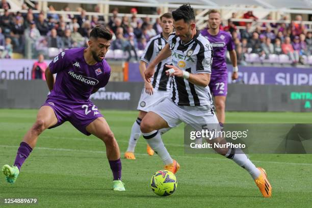 Nolas Gonzalez of ACF Fiorentina and Tolgay Arslan of Udinese ,during the Italian Serie A football match between Fiorentina and Udinese ,on May 14,...