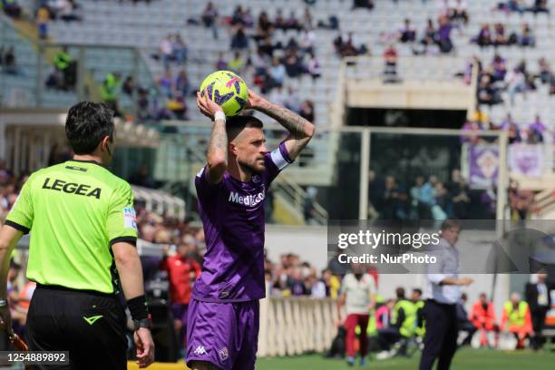 Cristiano Biraghi of ACF Fiorentina during the Italian Serie A football match between Fiorentina and Udinese, on May 14, 2023 at the Artemio-Franchi...