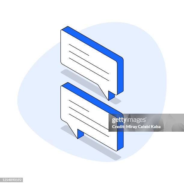 speech bubble modern isometric line illustration concept - text bubble isometric stock illustrations