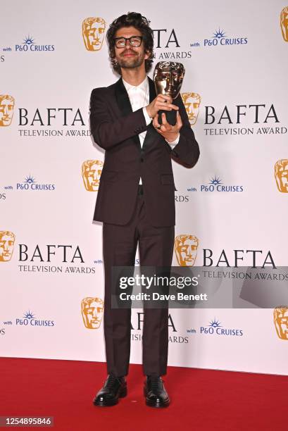 Ben Whishaw, winner of the Leading Actor award for "This Is Going To Hurt", poses in the Winner's Room at the 2023 BAFTA Television Awards with P&O...