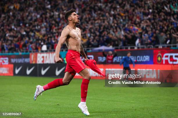 Florinel Coman of FCSB celebrates the goal scored during the Round 8 of Liga 1 Romania Play-off match between FCSB and CFR Cluj at National Arena...