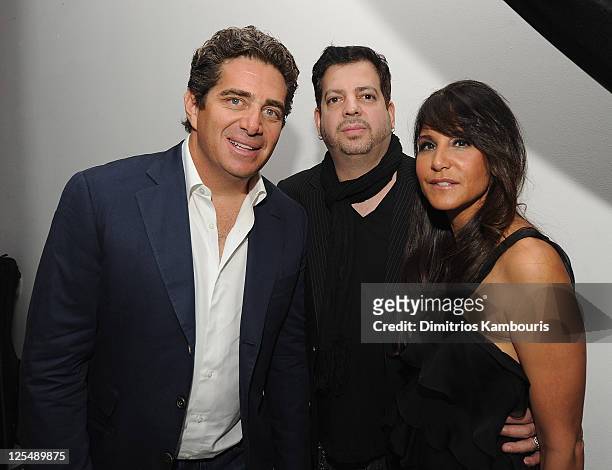 Jeff Soffer, Tommy Lipnick and Laurie Lynn Stark attend Designer of the Year Dinner hosted by Chrome Hearts for Design Miami at The Moore Building on...