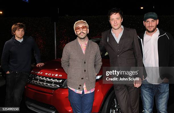 Musicians Andy Ross, Tim Nordwind, Damian Kulash, and Dan Konopka of OK Go arrive at the Range Rover Evoque VIP launch party at Cecconi's Restaurant...