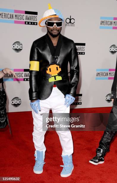 Singer wiill.i.am of the Black Eyed Peas arrives at the 2010 American Music Awards held at Nokia Theatre L.A. Live on November 21, 2010 in Los...