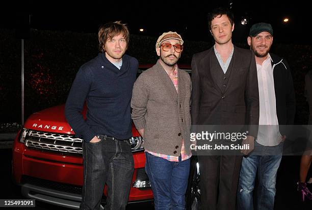 Musicians Andy Ross, Tim Nordwind, Damian Kulash, and Dan Konopka of OK Go arrive at the Range Rover Evoque VIP launch party at Cecconi's Restaurant...