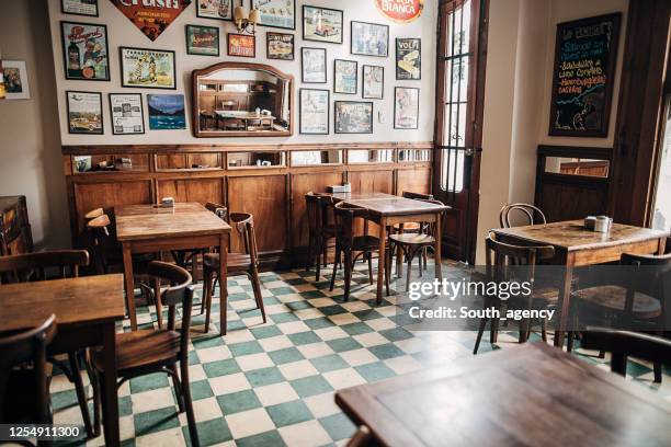 inside of city cafe in buenos aires - bar imagens e fotografias de stock