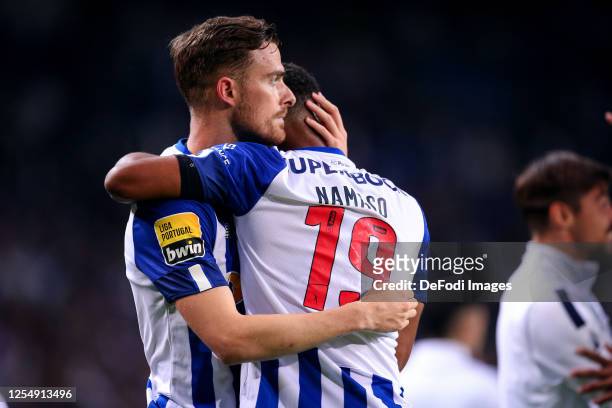 Danny Namaso of FC Porto celebrates after scoring his team's second goal during the Liga Portugal Bwin match between FC Porto and Casa Pia AC at...