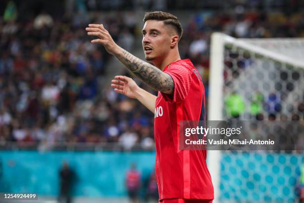 David Miculescu of FCSB reacts during the Round 8 of Liga 1 Romania Play-off match between FCSB and CFR Cluj at National Arena Stadium on May 14,...