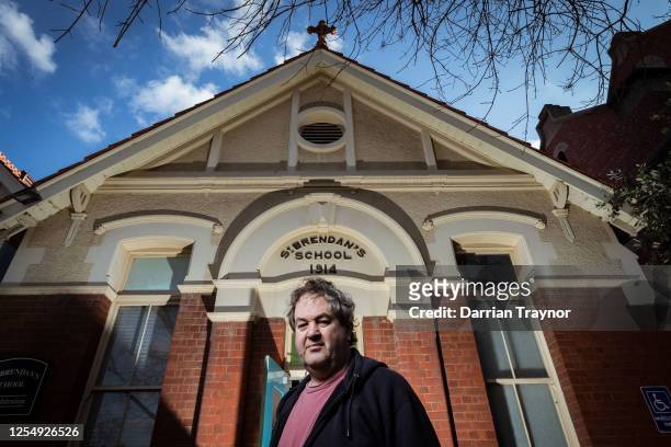 Peter Hayes, the Principal of St Brendan's Primary School in Flemington poses for a photo on July 08, 2020 in Melbourne, Australia. Hayes and a team...