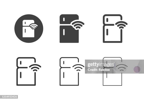 smart kühlschrank icons - multi-serie - freezer icon stock-grafiken, -clipart, -cartoons und -symbole