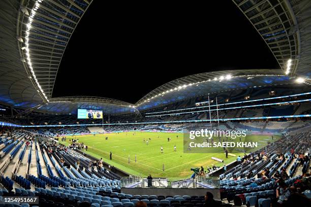 This photo taken on May 13, 2023 shows an interior view of the Allianz Stadium, a venue for the 2023 Women's World Cup football tournament, during a...