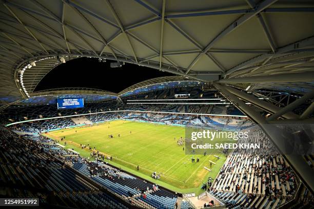 This photo taken on May 13, 2023 shows an interior view of the Allianz Stadium, a venue for the 2023 Women's World Cup football tournament, during a...
