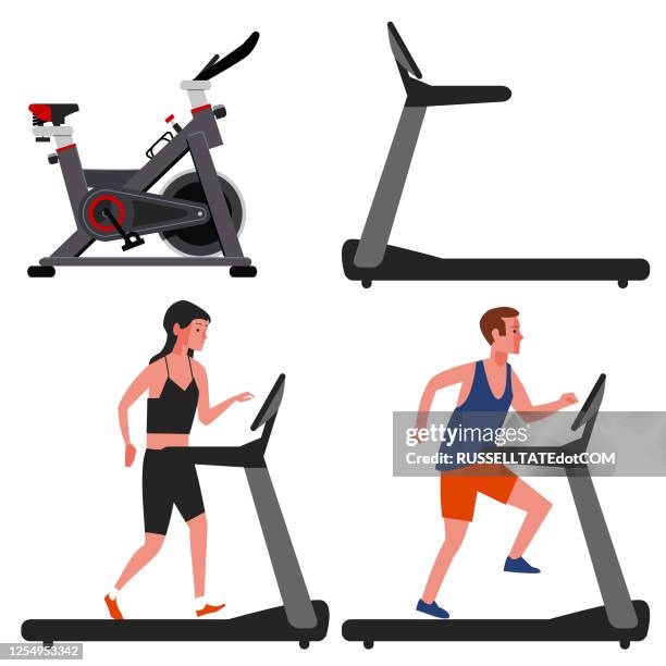 exercise machines - home workout stock illustrations
