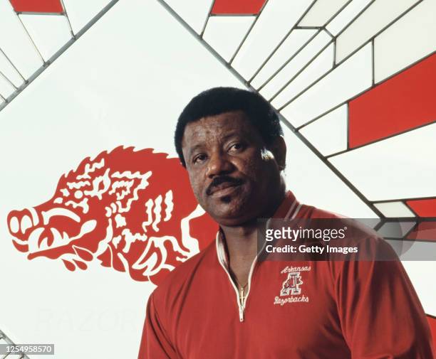 Nolan Richardson, Head Coach for the University of Arkansas Razorbacks men's basketball team poses for a portrait during the 1994/1995 NCAA Big Ten...