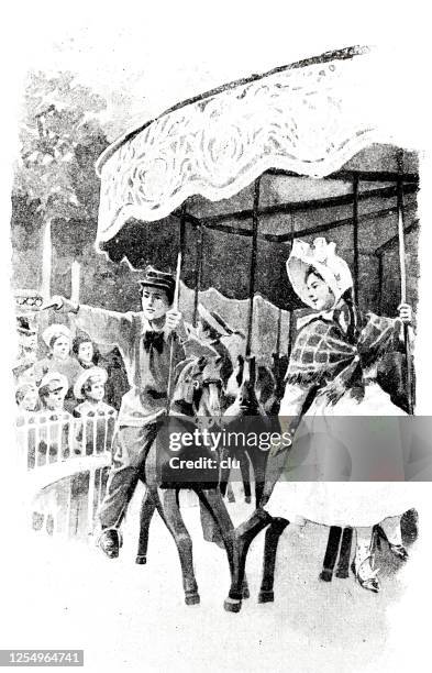 fun in the fair carousel - carousel stock illustrations