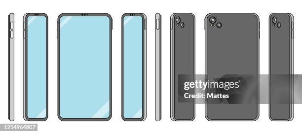 flat design smart phone illustration in orthonormal view for ux and ui - phone side view stock illustrations
