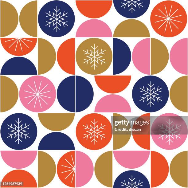 geometric winter elements seamless pattern background. - red abstract christmas tree stock illustrations