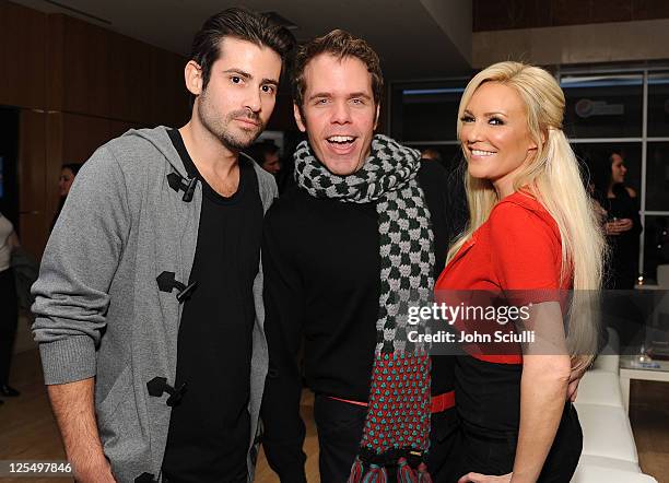 Nicholas Carpenter, Perez Hilton and Bridget Marquardt attend the fitperez.com holiday health bash on December 7, 2010 in Los Angeles, California.