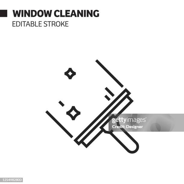window cleaning line icon. vector symbol illustration. - squeegee carpet stock illustrations