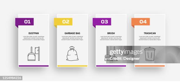 cleaning related process infographic template. process timeline chart. workflow layout with linear icons - sweeping stock illustrations