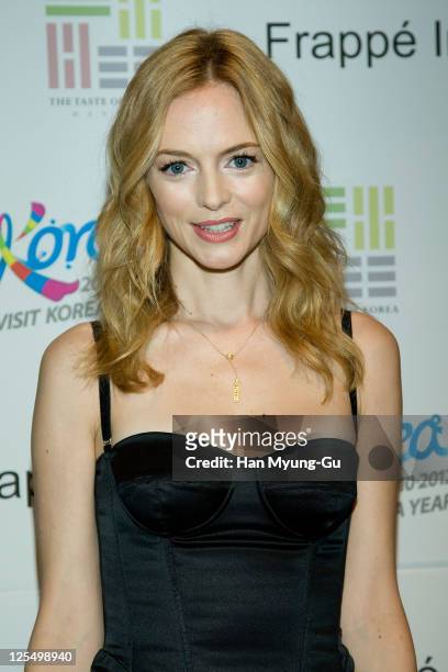 Actress Heather Graham attends press conference for PBS food and tourism series "Kimchi Chronicles" at the Lotte Hotel on December 3, 2010 in Seoul,...