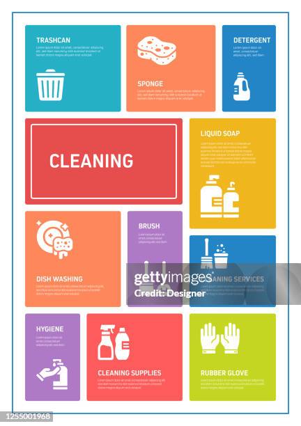 cleaning related process infographic template. process timeline chart. workflow layout with linear icons - squeegee stock illustrations