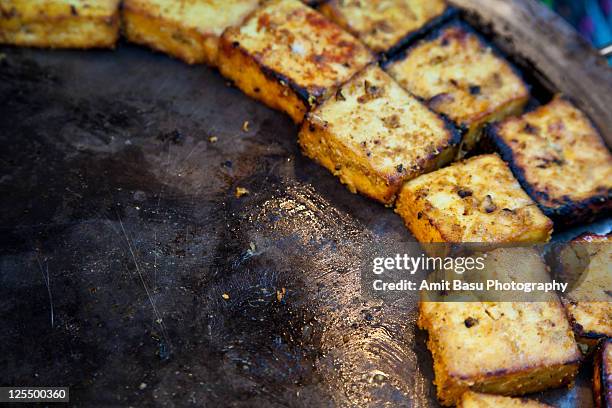 cottage cheese cutlet on pan - paneer tikka stock pictures, royalty-free photos & images