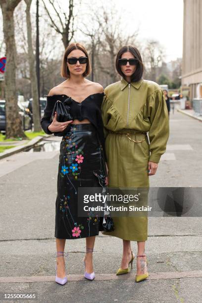 Digital influencer and co founder of The Attico Georgia Tordini wears The Attico sunglasses and shoes, Miu Miu bag, skirt and top with Digital...