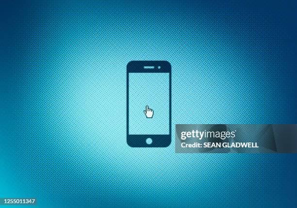 mobile phone icon - blue screen stock pictures, royalty-free photos & images