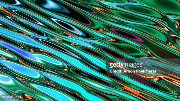 psychedelic liquid, 3d render, abstract background, colorful metallic texture, colorful liquid surface, metallic liquid wave. - membrane stock-fotos und bilder