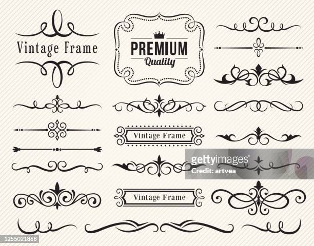 set of decorative elements for design - vintage fashion stock illustrations