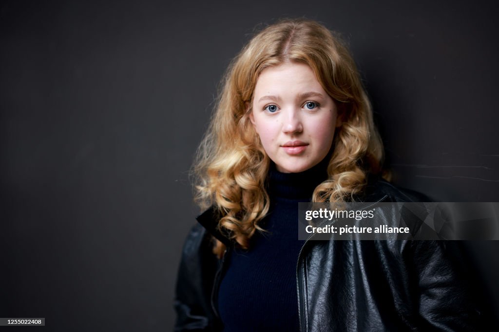 Actress Pauline Pollmann at a photo shoot in Hafencity. Pollmann