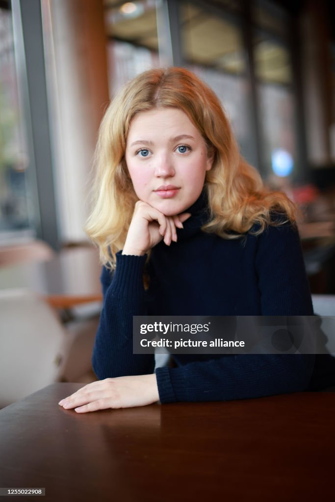Actress Pauline Pollmann at a photo shoot in Hafencity. Pollmann