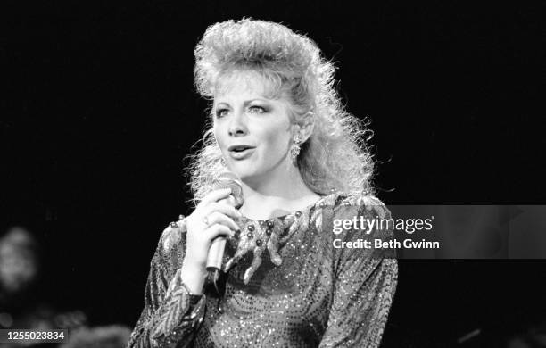 Country Music Singer Songwriter Reba McEntire Performs on August 16, 1988 in Nashville, Tennessee